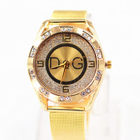 2022 Fashion Luxury Watch DQG Crystal Damski Zegarek kwarcowy złoty srebrny ze stali nierdzewnej sukienka damska Zegarek Damski 3